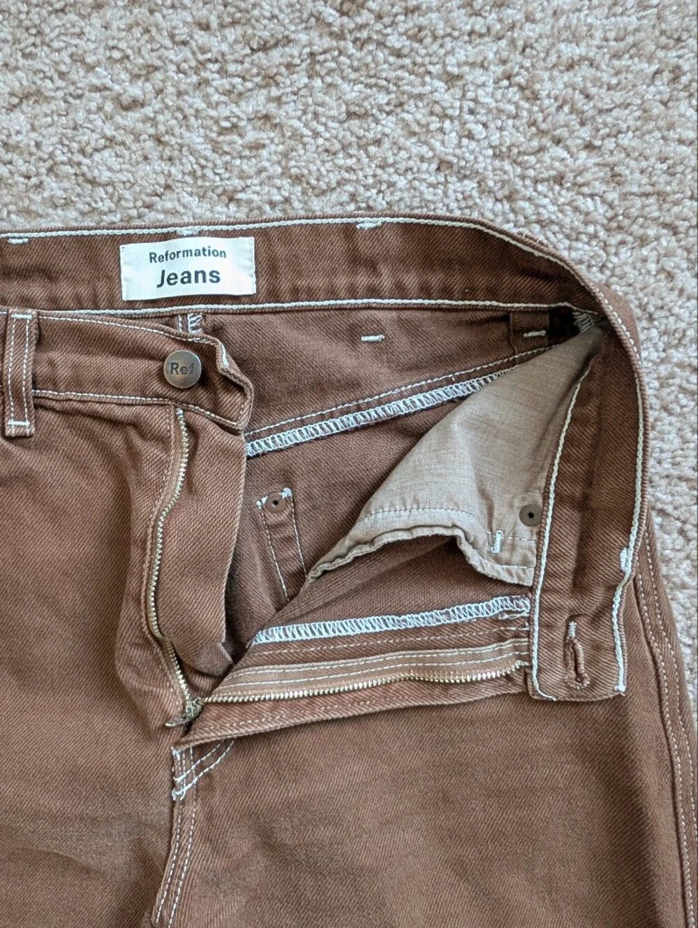 Reformation Womens Chocolate Brown Cowboy High Rise Straight Jeans Size 26
